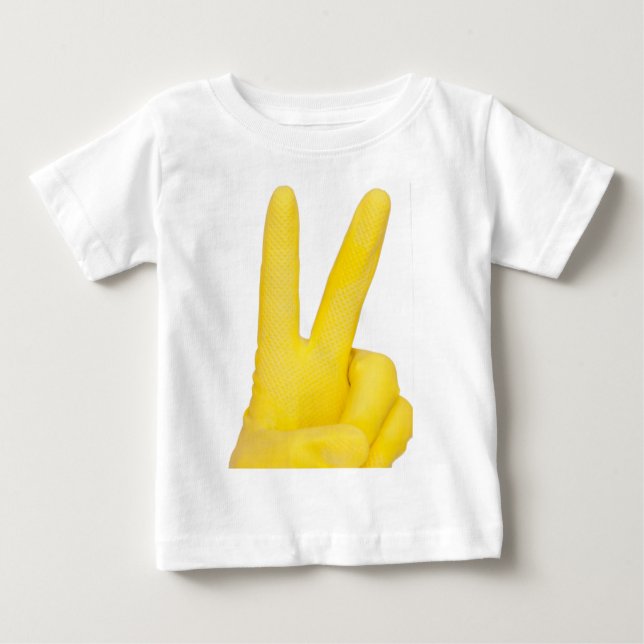 Hand in yellow latex glove baby T-Shirt (Front)