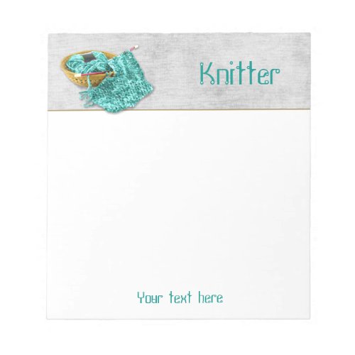 Hand Knit Teal Yarn Still Life Photography Notepad