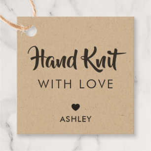 Hand Knit with Love, Handmade Gift Tag, Kraft Favor Tags