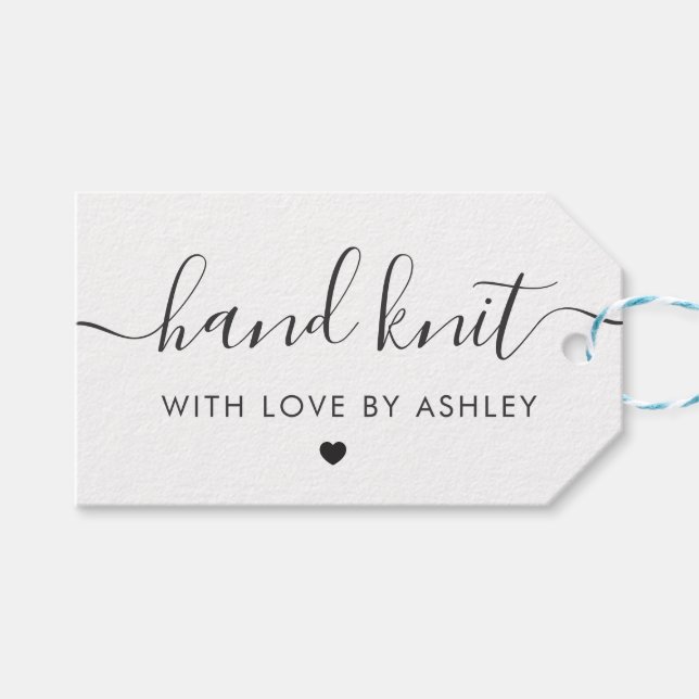 Hand Knit with Love, Handmade Gift Tag, Kraft Gift Tags (Front (Horizontal))