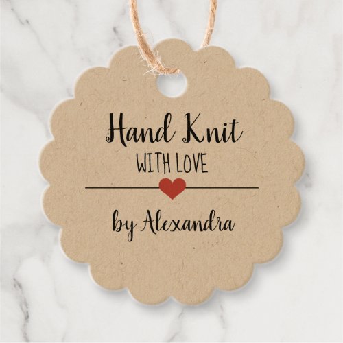 Hand Knit with love kraft script  Favor Tags