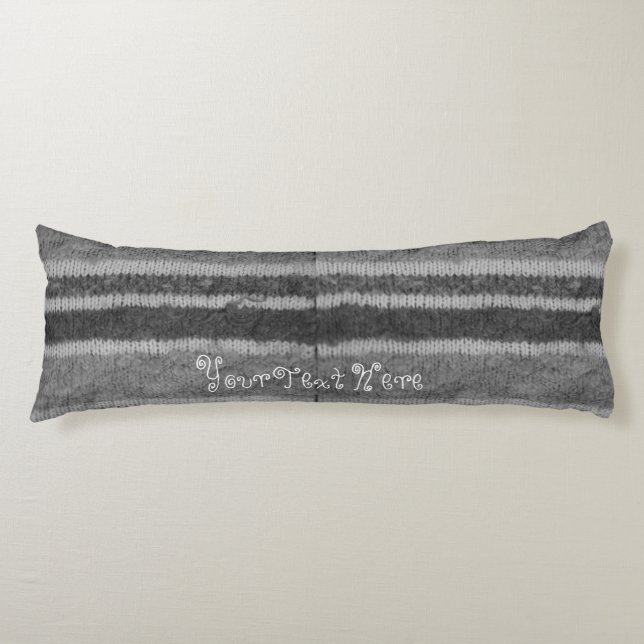 hand knitted black and white stripes body pillow (Front)