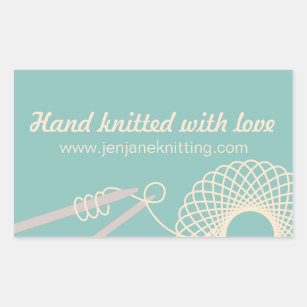 Hand knitted knitters teal cream gift stickers