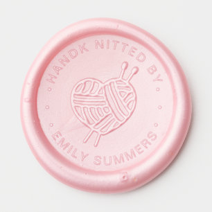 Hand Knitted With Love By Custom Name Wax Seal Sticker