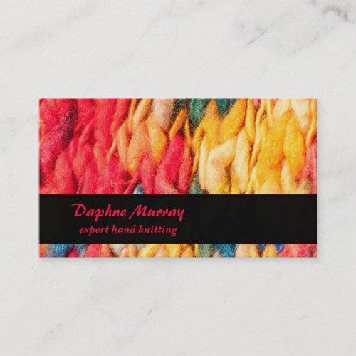 Hand Knitter Red and Yellow Yarn Business Card