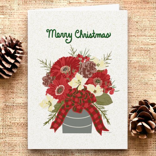 Hand Letter Calligraphy Original Art Christmas Bow Card