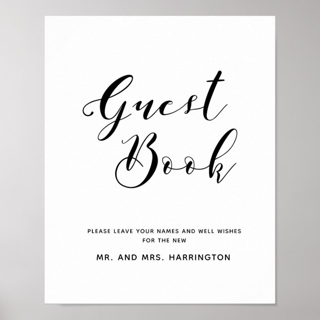 Hand Letter Chic Wedding Guest Book Sign (Front)