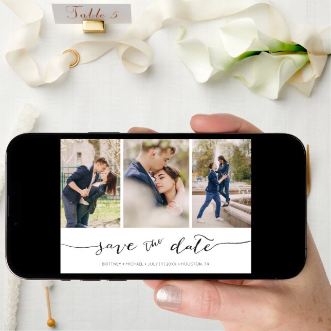 Hand Lettered 3 Image |  Save the Date Card (Front Digital)