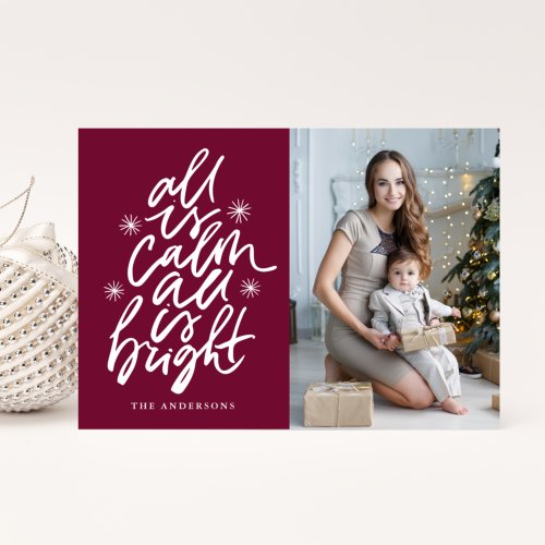 Hand_Lettered All Is Calm All Is Bright Photo Holiday Card