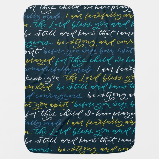Hand Lettered Baby Bible Verses Baby Blanket (Front)