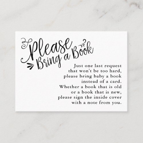 Hand Lettered Baby Shower Bring a Book Insert Card