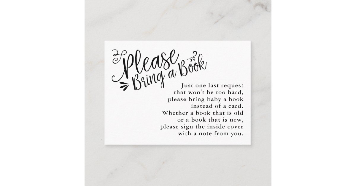 Hand Lettered Baby Shower Bring A Book Insert Card Zazzle Com