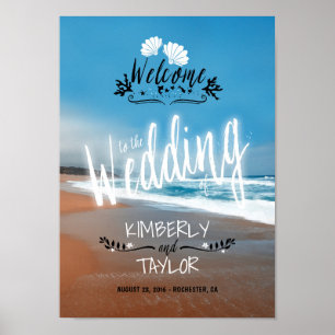 Hand Lettered Beach Wedding Welcome Sign Poster