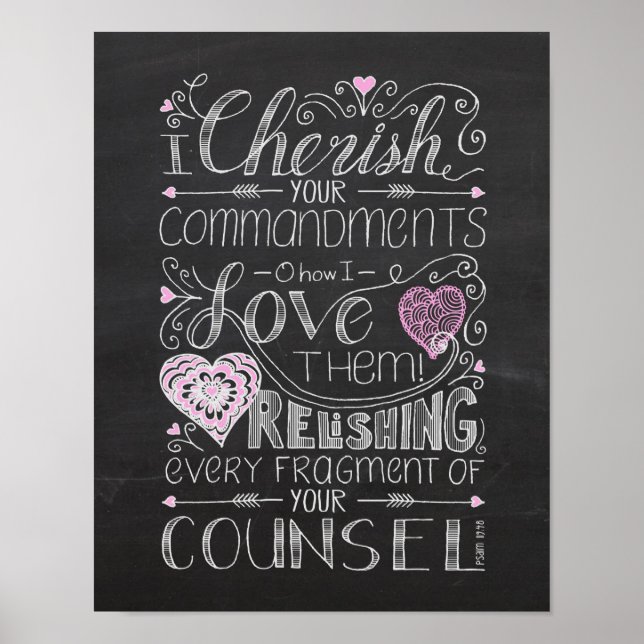 Hand Lettered Bible Verse Chalkboard Scripture Art Poster (Front)