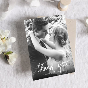 Hand Lettered Black & White Wedding Thank You Card