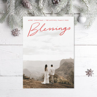 Hand lettered Blessings Holiday Card