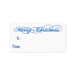 Hand Lettered Blue Navy Merry Christmas Script Label