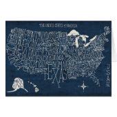 Hand Lettered Blue USA Map (Front Horizontal)