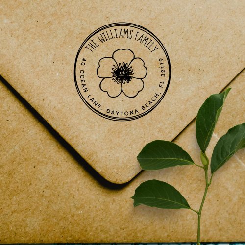 Hand Lettered Botanical Family Name Return Address Self_inking Stamp