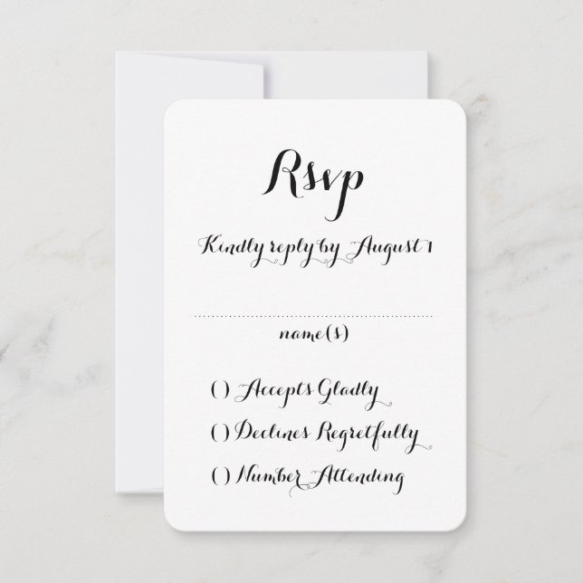 Hand Lettered Calligraphy Wedding RSVP Card (Front)