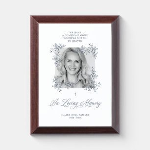 Hand Lettered Chic Flourish Grey Photo Memorial Award Plaque