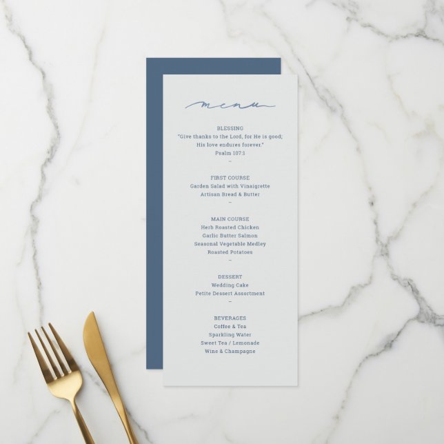 Hand Lettered Christian Wedding Blessing Menu (Front/Back In Situ)