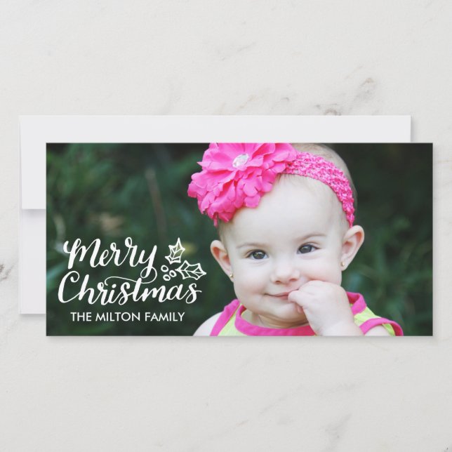Hand Lettered Christmas Full Photocard Holiday Card (Front)