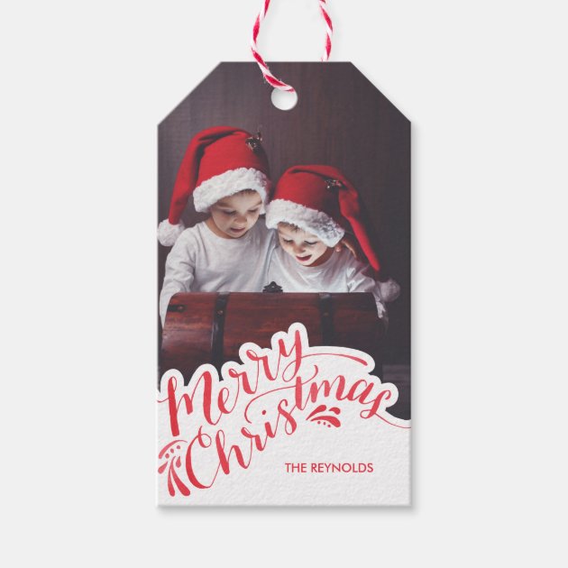 Hand Lettered Christmas Photo Gift Tag