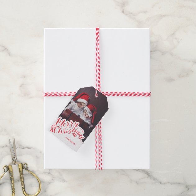 Hand Lettered Christmas Photo Gift Tag