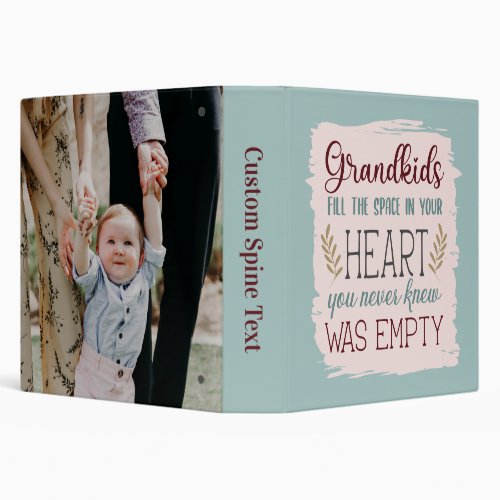 Hand Lettered Color Editable Grandkids Photo Album 3 Ring Binder