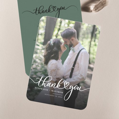 Hand_Lettered Couples Wedding Photo Thank You Note Card