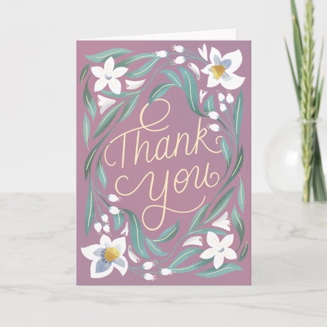 Hand Lettered Daffodil Thank You Note Card (Front)