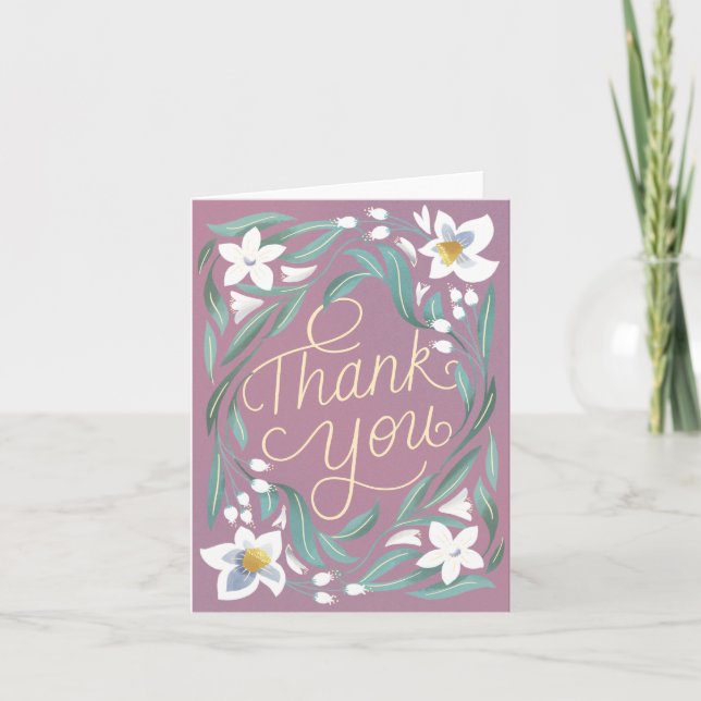 Hand Lettered Daffodil Thank You Note Card (Front)
