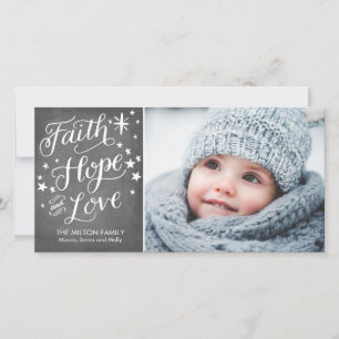 Hand Lettered Faith Hope Love Religious Christmas Holiday Card