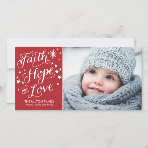 Hand Lettered Faith Hope Love Religious Christmas Holiday Card