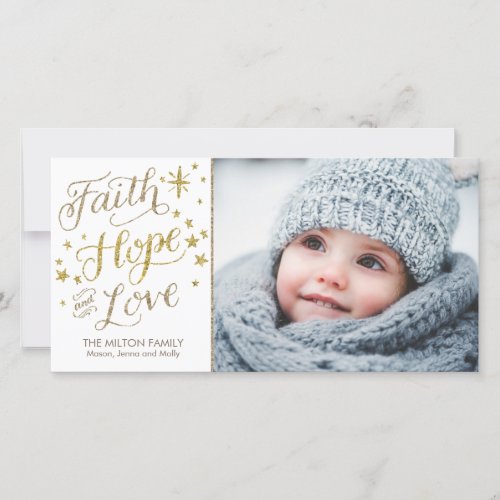 Hand Lettered Faith Hope Love Religious Christmas Holiday Card