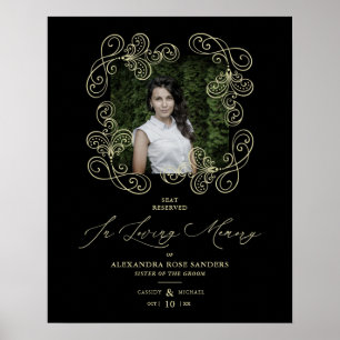Hand Lettered Flourish Black Wedding Memorial Poster