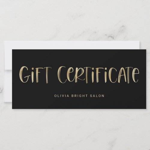 Hand Lettered Font Gold  Gift Certificate
