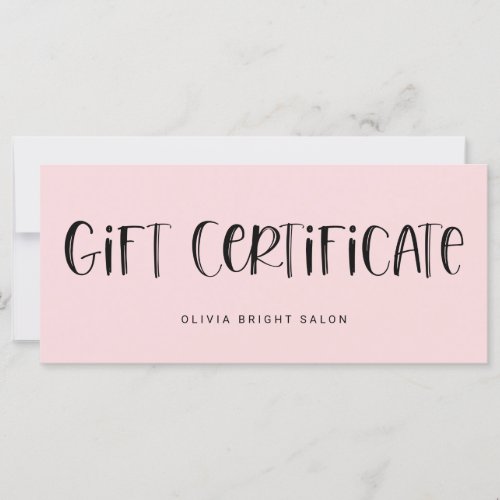 Hand Lettered Font Pale Pink  Gift Certificate