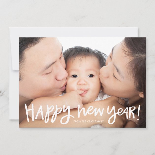 Hand Lettered Full Bleed New Year Photo Card