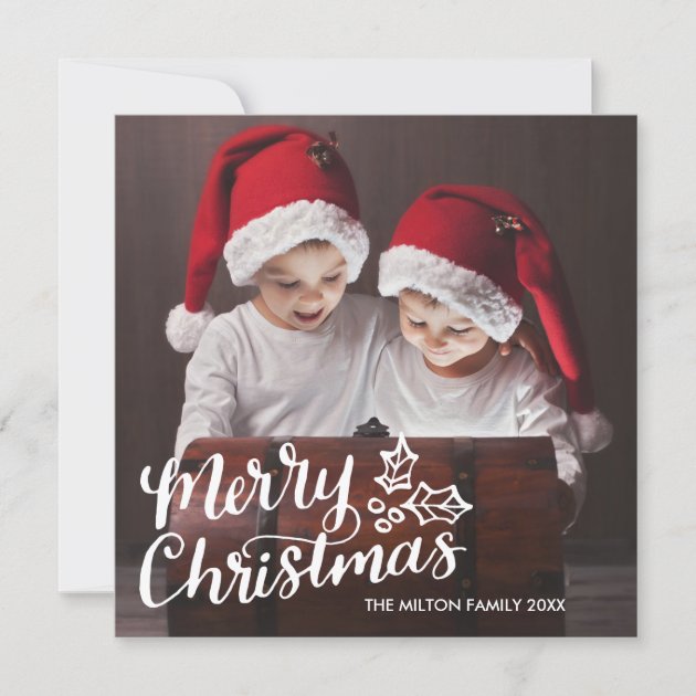 Hand Lettered Full Photo Square Christmas Card