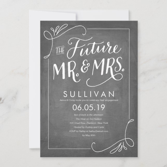 Hand Lettered Future Engagement Chalkboard Invitation (Front)