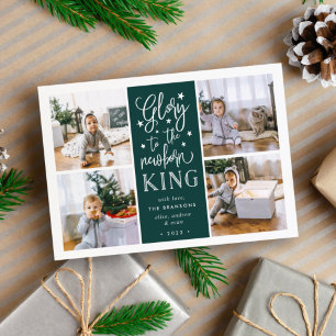 Hand Lettered Glory Christmas Photo Collage Card