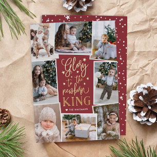 Hand Lettered Glory Multi Photo Collage Foil Holiday Card