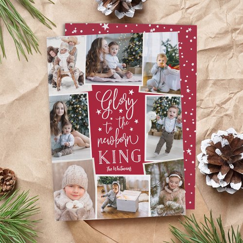 Hand Lettered Glory  Multi Photo Collage Holiday Card