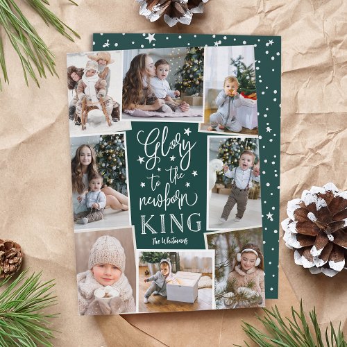 Hand Lettered Glory  Multi Photo Collage Holiday Card