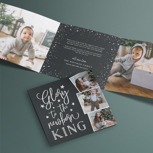 Hand Lettered Glory | Multi Photo Tri-Fold Holiday Card (Creator Uploaded)