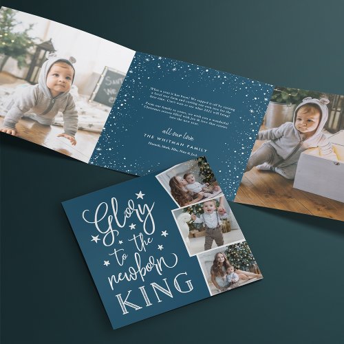 Hand Lettered Glory  Multi Photo Tri_Fold Holiday Card