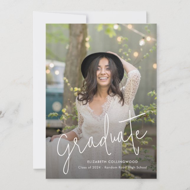 Hand-Lettered Graduate Photo 2026 Graduation Announcement (Front)