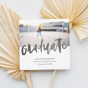 Hand Lettered Graduate   Square Announcement Card